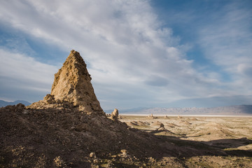 Canvas Print - California desert landscape on cloudy afternoon of Trona Pinnacles, California 