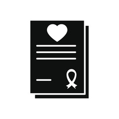 Canvas Print - charity aids report with heart and ribbon icons, silhouette style