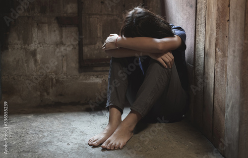 Cuadros en Lienzo Stop violence and abused children. traumatized children concept.
