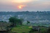 Fototapeta Na ścianę - Sun Rising over the Houses of Kathmandu Valley