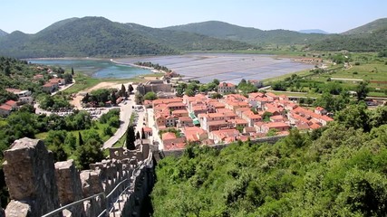 Wall Mural - View of Ston town and its defensive walls, Peljesac Peninsula, Croatia