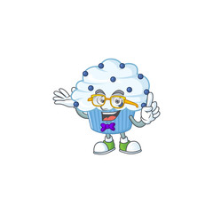 Wall Mural - Cartoon character design of Geek vanilla blue cupcake wearing weird glasses