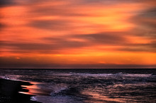 Turtle Beach Apricot, Orange Sunset, Sea, Beautiful Sky, Clouds, Landscape, Seascape, Sarasota, Florida, Siesta Key