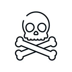 Wall Mural - skull and bones crossed icon, line style