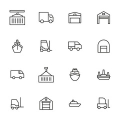 Wall Mural - Vector line icons collection of shipping.