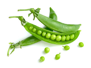 Green peas isolated on white background