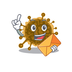 Poster - Happy negarnaviricota mascot design concept with brown envelope