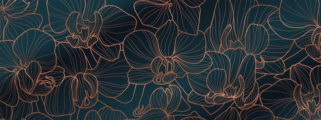 luxury orchid wallpaper design vector. tropical pattern design,blossom floral, blooming realistic is