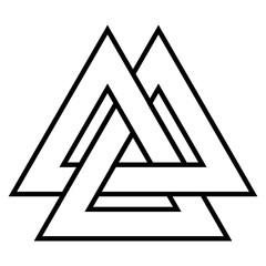 Valknut symbol triangle logo, Viking age symbol, Celtic knot icon vector from triangle tattoo