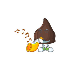 Sticker - A brilliant musician of chocolate conitos cartoon character playing a trumpet