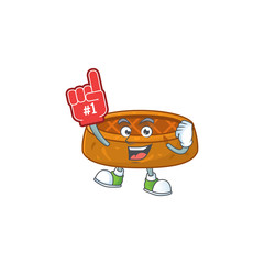 Sticker - Cartoon character concept of peanut cookies holding red foam finger