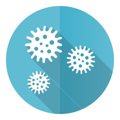 Aufkleber - Virus blue round flat design vector icon isolated on white background, bacteria, pathogen, infection illustration in eps 10