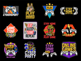 Wall Mural - Set collection of video game apparel designs