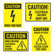 high voltage sign set, danger of electricity icons
