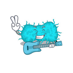 Sticker - Talented musician of bacteria prokaryote cartoon design playing a guitar