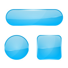 Canvas Print - Blue glass buttons. Web 3d shiny icons