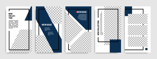 Wall Mural - Minimal social media stories / story template layout banner in white blue background color