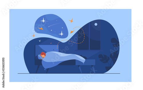 Fotografía Cartoon person sleeping in her bedroom at night