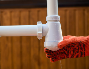 Wall Mural - Closeup of leaking pipe