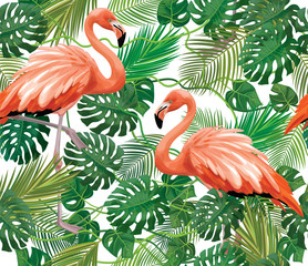 Plakat lato egzotyczny flamingo ptak natura