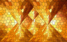 3d Illustration, Yellow-orange Geometric Background Consisting Of Polygons