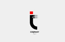 Black Red T Alphabet Letter Logo Icon Design For Business And Company