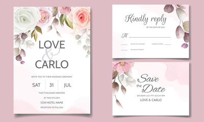 Elegant wedding invitation with floral frame