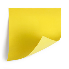 Sticker - Blank yellow sticker with curled corner, isolated on white background