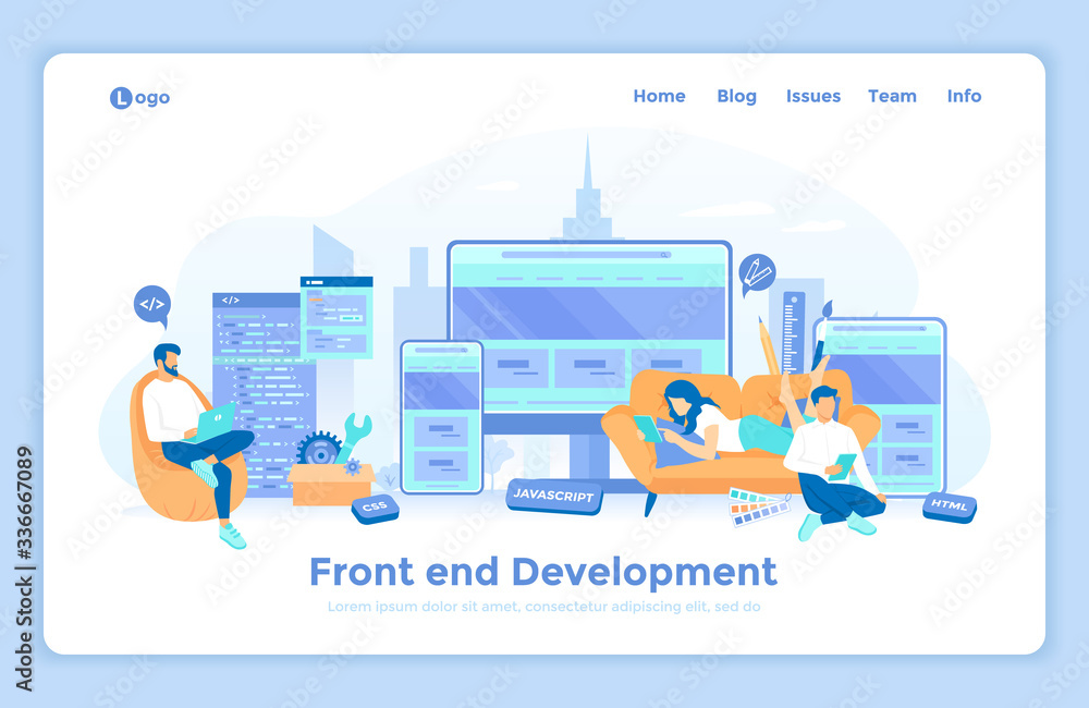 Front Page Development Frontend Development, Creating a site layout, template. The programmer ...