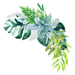 Sticker - Greenery decorative bouquet, composed of fresh green leaves