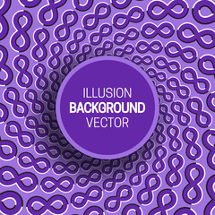 Canvas Print - Round frame on purple optical illusion hypnotic background of rotating infinity symbols pattern.