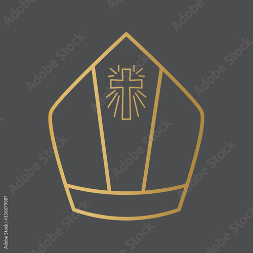Fotografía golden pope, bishop hat icon- vector illustration