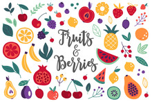 Juicy Fruits And Berries - Cherry, Apple, Pear, Plum, Banana, Orange