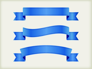 Wall Mural - Set of blue ribbon banners.