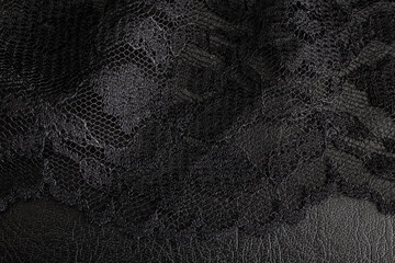 Black lace on black background