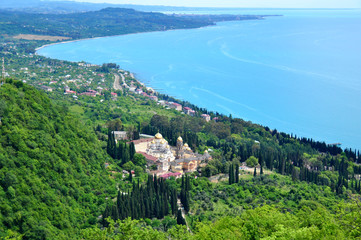 panorama of the monastery in the mountains