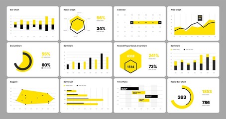 Wall Mural - infographic elements in yellow and black colors. use in presentation template, flyer, leaflet and co