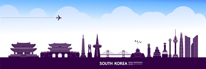 Fototapete - South Korea travel destination grand vector illustration. 