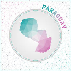 Vector polygonal Paraguay map. Map of the country with network mesh background. Paraguay illustration in technology, internet, network, telecommunication concept style.