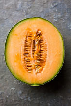 Halved Cantaloupe Melon