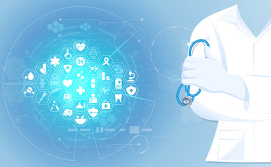 Wall Mural - abstract health medical science consist doctor digital futuristic virtual hologram treatment medicin