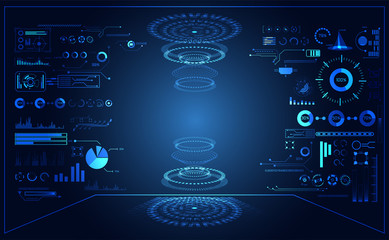 Wall Mural - abstract technology ui futuristic concept hud interface hologram elements of digital data chart on h