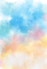 Wall Mural - star field in galaxy space with nebula, abstract watercolor digital art painting for texture backgro