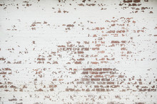 A Whitewashed Old Painted Vintage Brick Wall Of A Home Commercial Building Perfect For A Backdrop, Web Banner Or Background For Design With Lots Of Copy Space