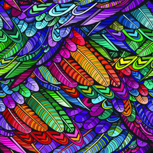 Vector Colorful Feather Seamless Pattern