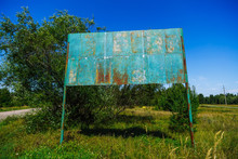 Old Rusty Billboard In Ghost Town Pripyat Chornobyl Zone