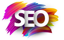 Big Seo Sign Letters On Brush Strokes Background.