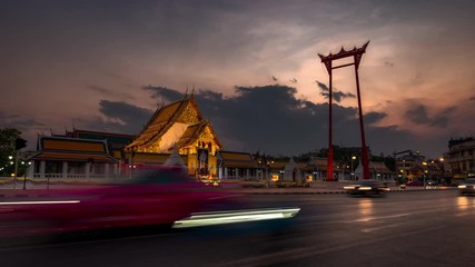 Wall Mural - Time lapse of The Giant Swing at night in Bangkok , Thailand