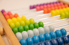 Bright Colored Hand Abacus. Children's Wooden Toy For The Study Of Arithmetic.