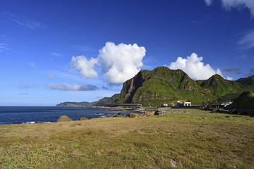 Canvas Print - Side shot of the scenic landscape in New Taipei city Taiwan